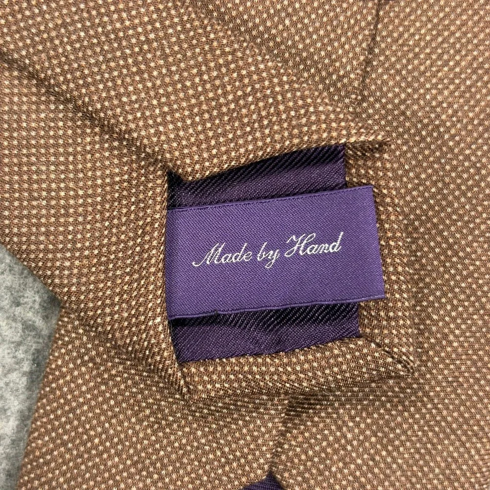 Ralph Lauren Purple Label Silk Cashmere Tie Brown Pin Dot Necktie Italy